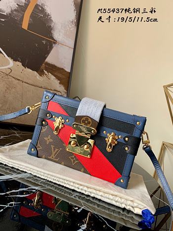 Louis Vuitton Petite Malle Box Shoulder Bag Navy Blue/Red/Black M55437