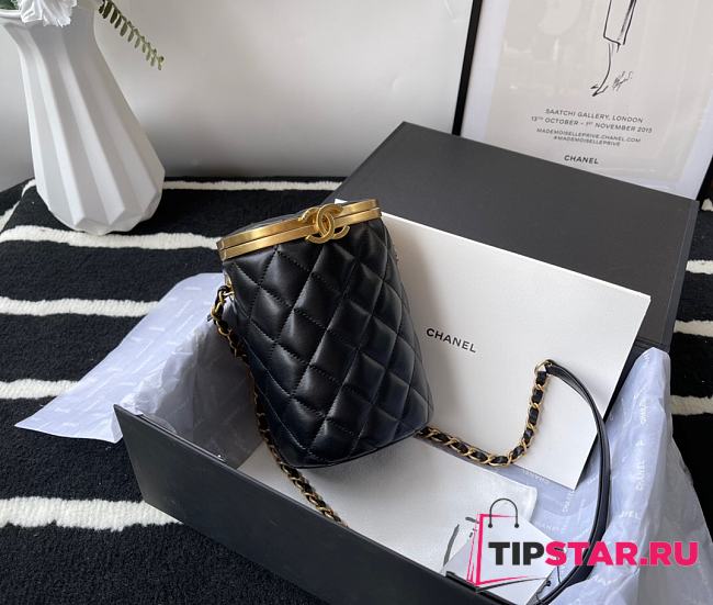 Chanel Lambskin Box Bag Black AS2641   - 1