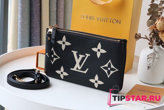 Louis Vuitton Double Zip Pochette Monogram Empreinte (Black) M69203  - 1