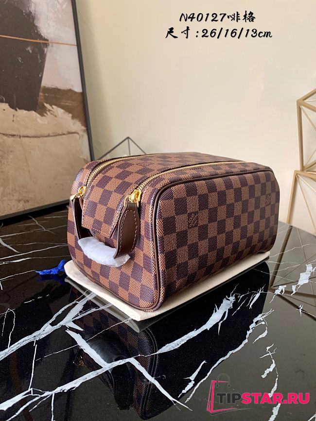 Louis Vuitton Dopp Kit Toilet Pouch Damier Graphite Canvas Brown N40127  - 1