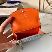 Louis Vuitton Anae Coin Purse Mahina Leather Blue with Orange M64050  - 4