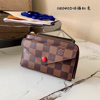 Louis Vuitton Card Holder Recto Verso Damier Ebene in Brown Red N60405
