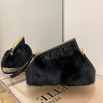 FENDI First Small Sheepskin black leather bag 8BP129 size 26cm