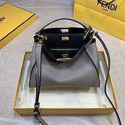 FENDI Peekaboo Essentially Dove Grey leather bag 8BN302  - 4