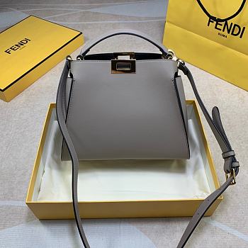 FENDI Peekaboo Essentially Dove Grey leather bag 8BN302 