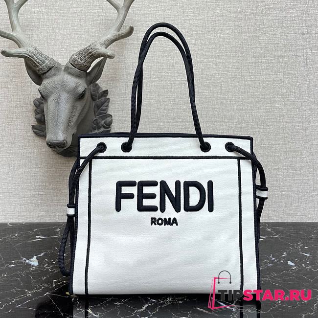 FENDI Roma Medium Shopper Tote Bag In White 8BH378AD6A  - 1
