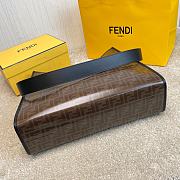 FENDI Capsule Large Shopping Bag Brown Cloth With Black Leather  - 3