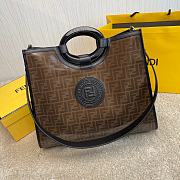 FENDI Capsule Large Shopping Bag Brown Cloth With Black Leather  - 1