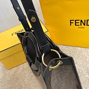 FENDI Capsule Small Shopping Bag Brown Cloth With Black Leather  - 6