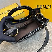 FENDI Capsule Small Shopping Bag Brown Cloth With Black Leather  - 5