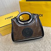 FENDI Capsule Small Shopping Bag Brown Cloth With Black Leather  - 1