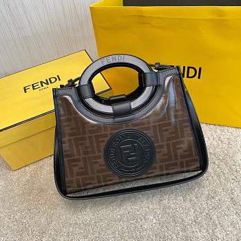 FENDI Capsule Small Shopping Bag Brown Cloth With Black Leather 
