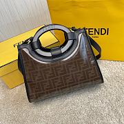 FENDI Capsule Small Shopping Bag Brown Cloth With Black Leather  - 2