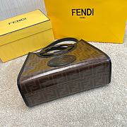 FENDI Capsule Small Shopping Bag Brown Cloth With Black Leather  - 3