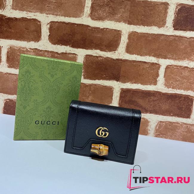 Gucci Diana card case wallet black leather 658244 size 11cm - 1