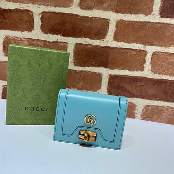 Gucci Diana card case wallet light blue leather 658244 size 11cm