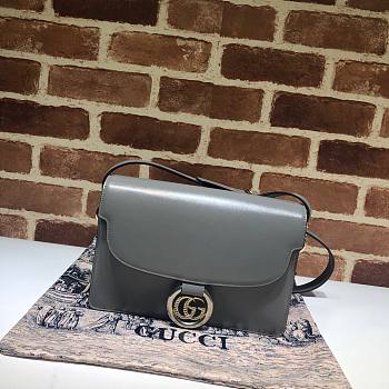 Gucci GG ring small leather shoulder bag grey leather 589474 size 24cm