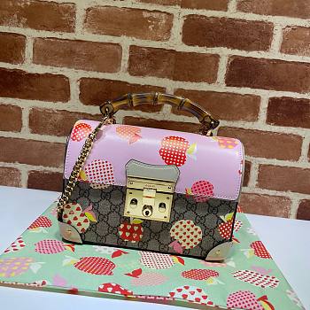 Gucci Les Pommes Padlock bag pink leather ‎603221 size 24cm
