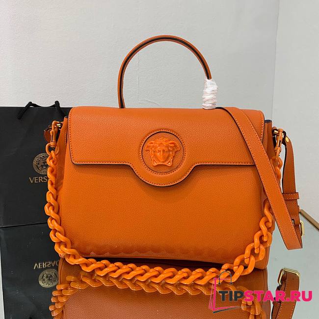 Versace LA Medusa large handbag orange leather DBFI039 size 35cm - 1