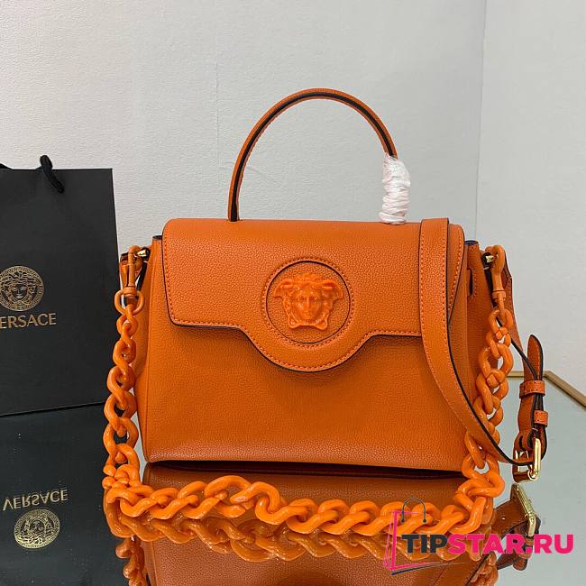 Versace LA Medusa medium handbag orange leather DBFI039 size 25cm - 1