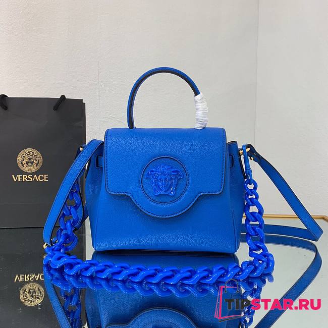 Versace LA Medusa small handbag lapis blue leather DBFI040 size 20cm - 1