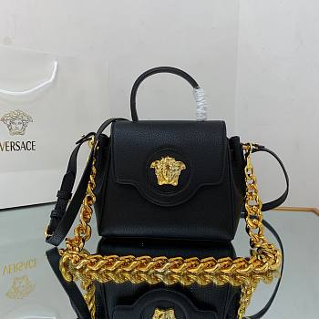 Versace LA Medusa small handbag black leather gold chain DBFI040 size 20cm