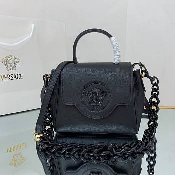 Versace LA Medusa black handbag orange leather DBFI040 size 20cm