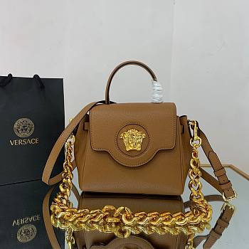 Versace LA Medusa small handbag caramel leather gold chain DBFI040 size 20cm