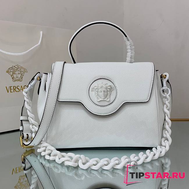 Versace LA Medusa medium handbag white leather DBFI039 size 25cm - 1