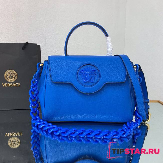 Versace LA Medusa medium handbag lapis blue leather DBFI039 size 25cm - 1
