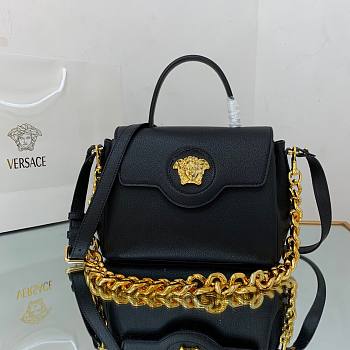 Versace LA Medusa medium handbag black leather gold chain DBFI039 size 25cm