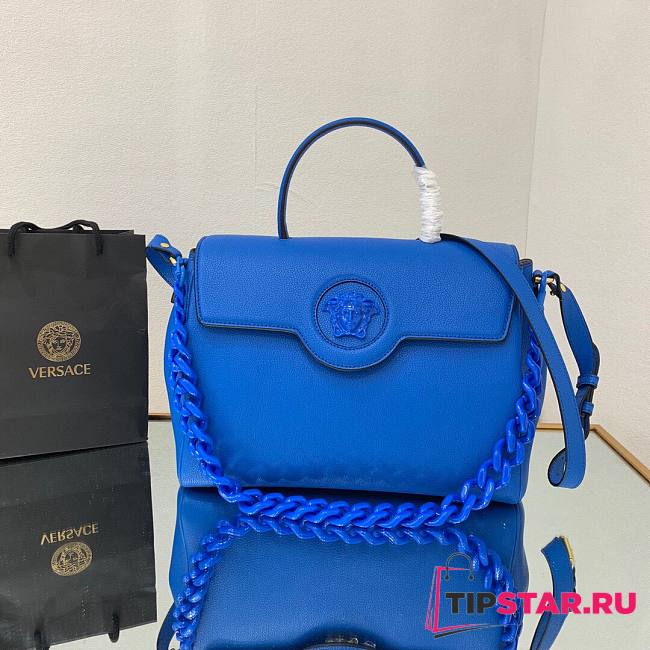 Versace LA Medusa large handbag lapis blue leather DBFI039 size 35cm - 1