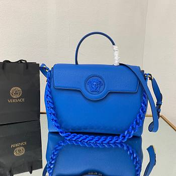 Versace LA Medusa large handbag lapis blue leather DBFI039 size 35cm