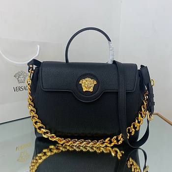 Versace LA Medusa large handbag black leather gold chain DBFI039 size 35cm
