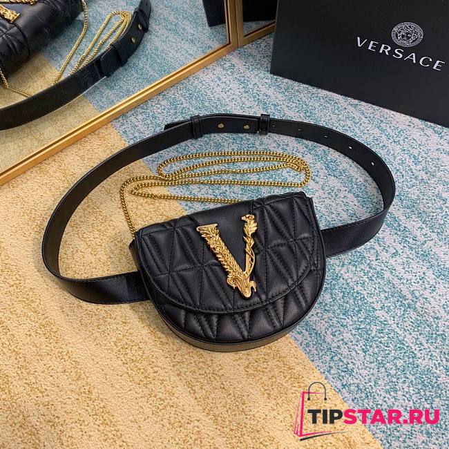 Versace Virtus quilted belt bag in black DV3G984 size 18cm - 1