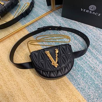 Versace Virtus quilted belt bag in black DV3G984 size 18cm