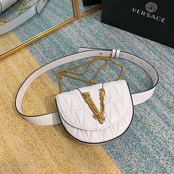 Versace Virtus quilted belt bag in white DV3G984 size 18cm
