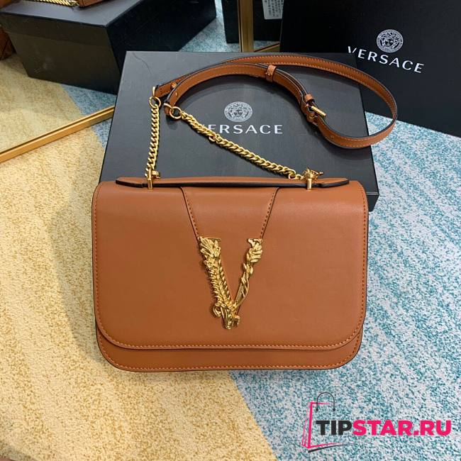 Versace Vertus shouder bag in brown DBFG985 size 24cm - 1