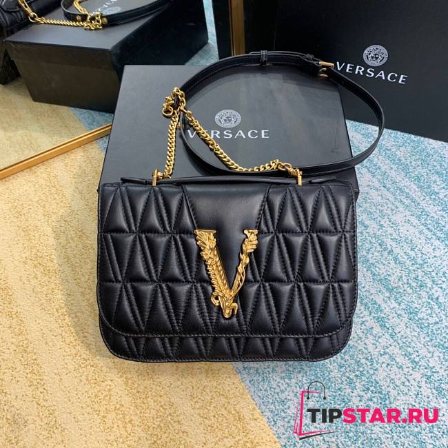 Versace Virtus quilted shouder bag in black DBFG985 size 24cm - 1