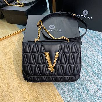 Versace Virtus quilted shouder bag in black DBFG985 size 24cm