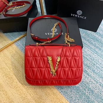 Versace Virtus quilted shouder bag in red DBFG985 size 24cm