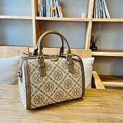 Tory Burch | T Monogram jacquard barrel in hazelnut 83970 size 25cm - 1