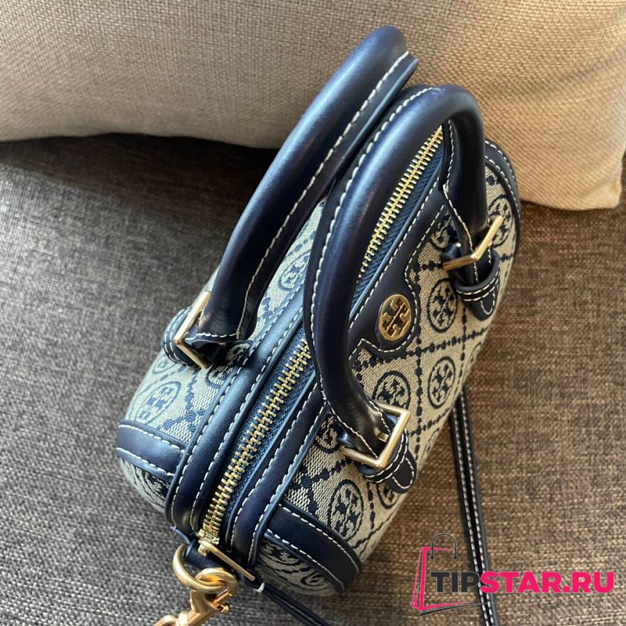 12313 TORY BURCH T Monogram Jacquard Barrel Bag NAVY