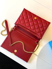 YSL Becky mini chain bag in carré-quilted lambskin in rouge eros size 25cm - 2