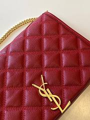 YSL Becky mini chain bag in carré-quilted lambskin in rouge eros size 25cm - 3