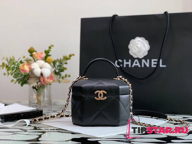 Chanel Small vanity case lambskin & gold metal in black AS2630 size 15cm - 1