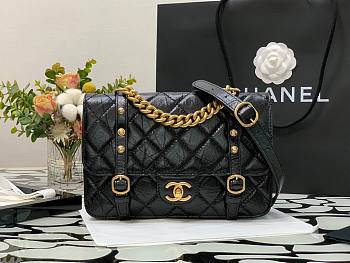 Chanel Flap bag aged calfskin & gold-tone metal in black AS2696 size 25cm