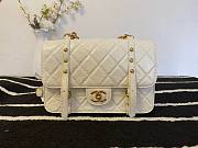 Chanel Flap bag aged calfskin & gold-tone metal in white AS2696 size 25cm - 1