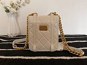 Chanel Mini flap bag aged calfskin & gold-tone metal in white AS2695 size 17cm - 5