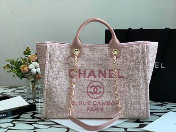 Chanel Large deauville shopping tote bag in pink size 38cm